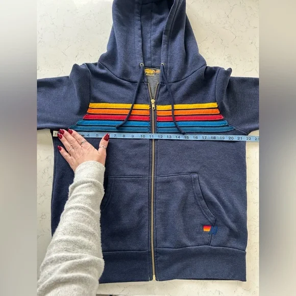 EUC Navy Aviator Nation Blue 5 Stripe Hoodie - Picture 8 of 13